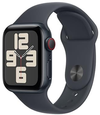 Apple Watch SE (2ᵉ gén) 40 mm GPS + Cellular Montre connectée avec Boîtier en aluminium minuit et Bracelet Sport minuit (M/L). Suivi activité et sommeil, détection accidents, suivi fréquence cardiaque