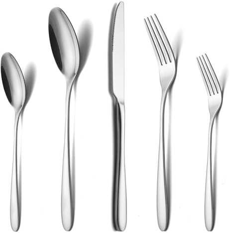 COPOTIO Set di posate 60 pezzi per 12 persone, in acciaio inox con cucchiaio forchetta coltello