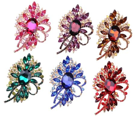 ANDRESLAD Glasbrosche Rot Schöne Brosche Mit Strass Dekorative Brosche Aus Glas Für Schal Tasche Kleidung Hose Geeignet Für Frauen