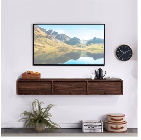 TV Schrank Hängend Schwebender 59''/70,8'' TV-Schrank mit 3 Schranktüren, wandmontiertes Entertainment-Center mit offenem Stauraumregal, Medienkonsolentischständer for Wohnzimmer, Schlafzimmer TV Lowb