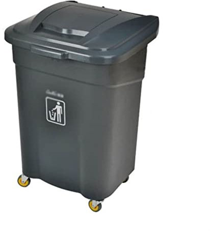 Bote de basura para patio exterior Cubo de basura de gran capacidad comercial for el hogar al aire libre Cubo de basura con ruedas Cubo de basura cuadrado cubierto Cubo de basura al aire libre 15.8 ga