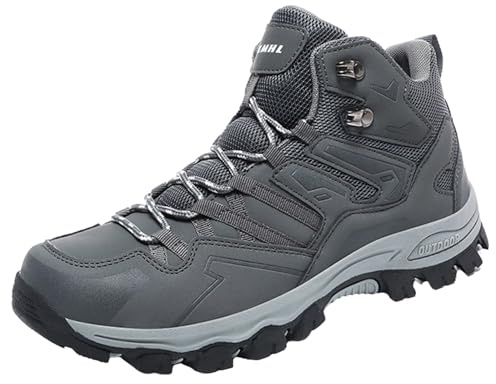 Generisch Herren Wanderschuhe Winterschuhe Wasserdicht Atmungsaktiv Stiefeletten High Top Trekkingschuhe rutschfeste Kletterschuhe Knöchel Bergschuhe Klettern Wandern Schuhe (Grey, 43)