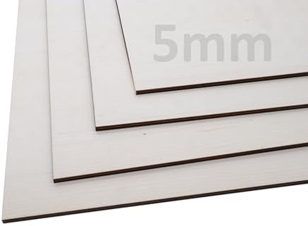 Ahorn Sperrholz 5 mm, Ideal für Laser-, CNC- und Bastelarbeiten, Robuste Stärke für Stabilität und Präzision, Premium Messerfurnier für edles Finish und feine Details (600x400 mm)