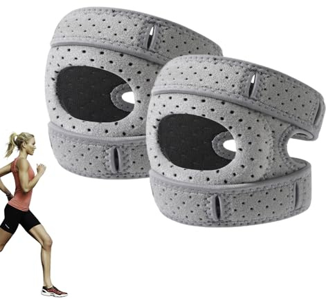 Generisch Patella Kniebandage, 2 Stück Verstellbarer Patellasehnenbandage, Patella Stabilisierende Knieorthese, Knee Support Für Sportler Männer Und Frauen, Stoßdämpfungsgurt Zum Seilspringen(Grau)