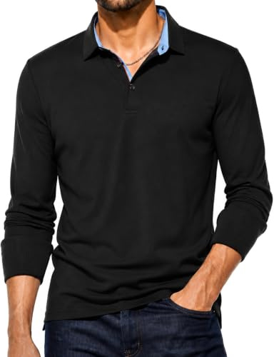 zitysport Poloshirts Herren Langarm Atmungsaktives Schnelltrocknend Langarmshirts Männer Sommer Knopfleiste T Shirts für Männer Casual Sport Shirt Basic Regular Fit Golf Polohemd