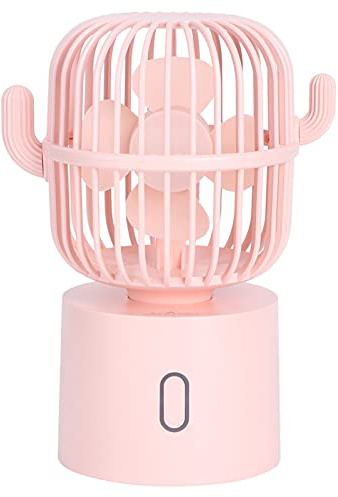 KENANLAN Desktop Fan, Adorable Cactus Appearance, USB Rechargeable Mini Cooling Oscillating Fan with 3 Wind Speeds, 80° Wide Angle Automatic Shaking Head, Portable for Home Office Use (Pink)