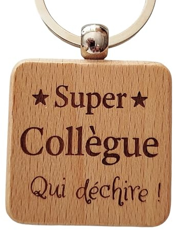 Porte-Clés en Bois - Cadeau Anniversaire Noël pour Patron Collègue de Travail ou Retraité - Idée Cadeau Personnalisé Travail