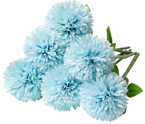 Hortensia artificial,6 flores de seda de plástico,tallos largos que se pueden cortar,no se decoloran ,A prueba de la intemperie ,protección UV ,para Bodas,Arreglos Florales,Centros de Mesa (Azul)