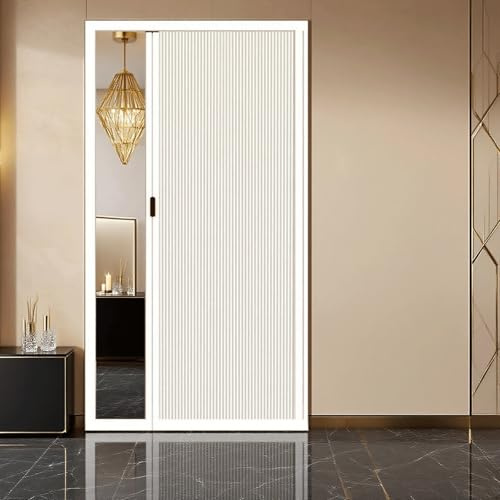 Einziehbare Falttüren, Aluminiumrahmen für den Innenbereich, kein Bohren, anpassbarer Zellstoff, perfekt für Schlafzimmer, Badezimmer, Terrasse, Küche, Wohnmobil (137,2 x 203,2 cm)