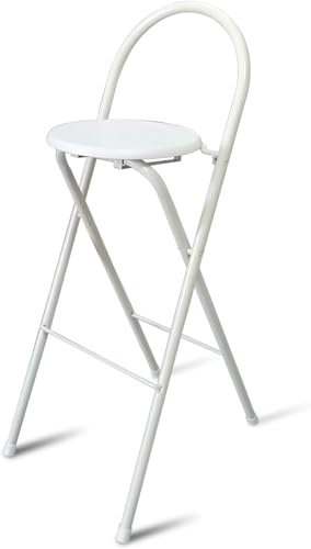 OGYJMSFN Sgabelli da Bar Sgabello da bar pieghevole portatile da 28 pollici con schienale comodo, senza montaggio, sedia alta da cucina pieghevole da 30 pollici(Black,75cm/30in)