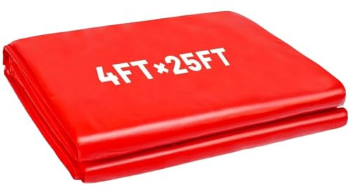 Lawnoval Película de plástico rojo para mantillo de 4 x 25 pies para jardinería, control de malas hierbas y calentamiento del suelo, retención de humedad para fresas, tomates y pimientos