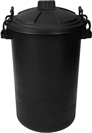 M1SS Heavy Duty Plastic Storage Bin with Locking Lid, Weather Resistant Outdoor Rubbish Waste and General Storage Container (Black, 80 Litre)