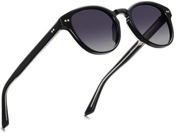 Ricafirla Polarisierte Sonnenbrille Damen, Vintage Stil Ronde Acetat Brille mit UV400 Schutz für Kleine Gesichter