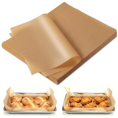100 Stück Backpapier Ohne Pfas 25x35cm, Antihaftbeschichtet Hochtemperaturbeständig Ungebleichtes Backpapier für Heißluftfritteusen Backöfen Mikrowellen Zum Backen Kochen Grillen