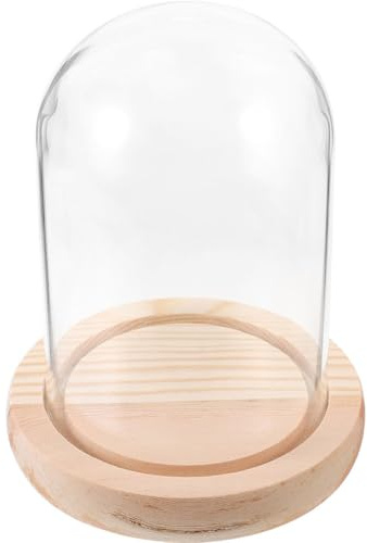 Hemobllo Cloche Dôme en Verre Transparent avec Socle en Bois, Décoration Élégante et Chic pour Fleurs ou Bougies, pour Fête d'anniversaire ou Soirée Vin