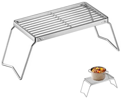 Folding Cooking Grate 30 x 16 cm, Portable Campfire Grill, Outdoor Cooking Grate, Camping Grill Grate, Outdoor Grill Grid for Standing, for Backpacking, Hiking, Barbecuing, Picnics, Fishing, Camping