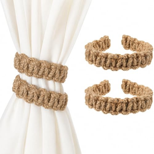4-Pack Adjustable Braided Curtain Tiebacks with Flexible Wire Core
