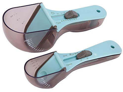 Generic Cuchara Medidora Ajustable, Cucharadita Multifuncional, Accesorios para Hornear para una Fácil Limpieza y Medición Precisa, Silicona + PP, 2 Tamaños