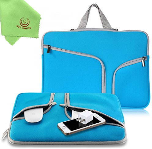 UESWILL Neoprene Soft Sleeve Bag Briefcase Compatible with MacBook Air 11 inch/MacBook 12 inch /11-12 inch Ultrabook Chromebook Notebook Netbook Computer Tablet,(Blue)