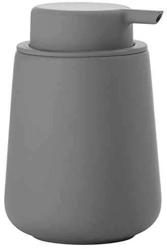 Zone Denmark Nova One Seifenspender fürs Badezimmer, Spender aus Keramik für Handseife/Flüssigseife, Durchm. 8 cm, Höhe 11,5 cm, Fassungsvermögen 250 ml, Grau