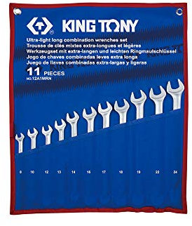 KING TONY 12A1MRN Lot de 11 clés mixtes longues ultra légères avec pochette Tetoron 8-24 mm