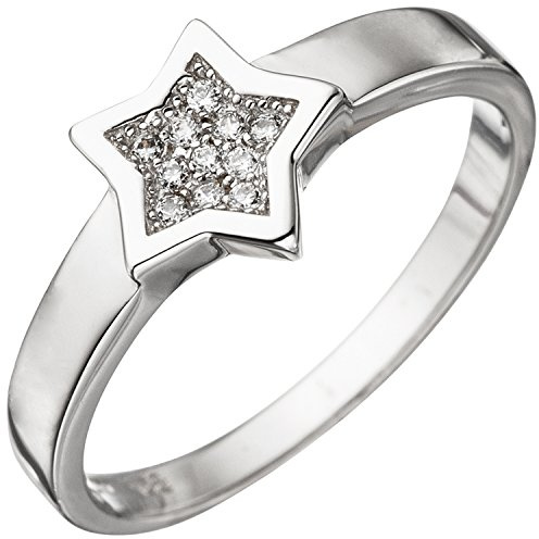 Jobo Damen-Ring Stern aus 925 Sterling Silber mit 11 Zirkonia