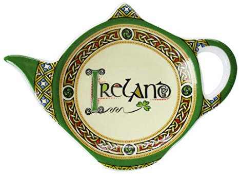Royal Tara Porte-sachet de thé irlandais en porcelaine anglaise avec trèfle - 15 cm de large
