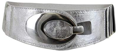 irisaa breiter Damen Gürtel Elastischer Taillengürtel, Hüftgürtel Stretch Gürtel mit Hakenverschluss, Damen Taillengürtel 2020:Silber, Damen Taillengürte Größe:ONE SIZE