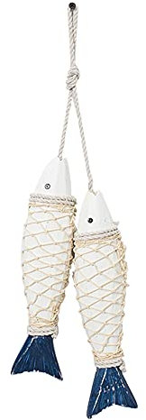 Uposao 2 colgadores de peces con cuerda para colgar, decoración de madera, peces colgantes para decoración marítima, decoración de pared, decoración para ventana, decoración natural, decoración de