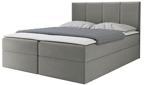 Mirjan24 Boxspringbett Rebos, Doppelbett mit 2 Bettkästen, Lattenrost und Matratze, Amerikanisches Continentalbett, Polsterbett, Bett mit Kopfteil, Bettgestell (Manila 16, 160 x 200 cm)