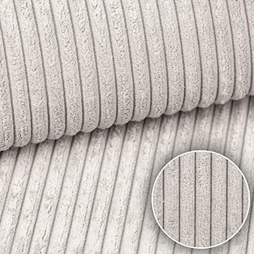 Heko Panels Murano Polsterstoff Cord-Optik Meterware Stoff zum Nähen Möbelstoff Abriebfestigkeit 35000 Zyklen 100 x 142 cm Creme