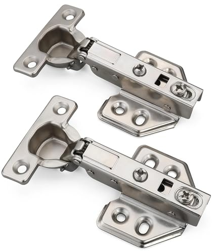 Luokim 26mm Mini Cup Soft Close Cabinet Hinges for Thin Door Half Overlay Concealed Cabinet Hinge with Screws Nickel Finish 2 Pcs