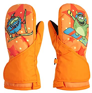 Ziener Guanti da sci per bambini, unisex, colore arancione, 86 cm