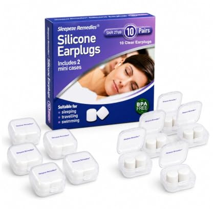 Sleepeze Remedies 10 Bianco Paia Tappi Orecchie Silicone Riutilizzabile, Tappi Orecchie Impermeabile, Protezione Dell'udito, Ear Plugs, Cancellazione Rumore per Bloccare il Russare, Volare, Studiare