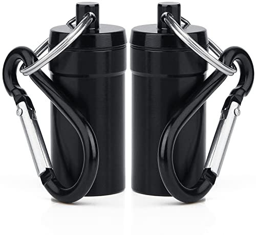 Taschenaschenbecher für Unterwegs Geruchsdicht 2 Stück Aschenbecher to go Reiseaschenbecher Klein Mobiler Aschenbecher Tragbarer Zigaretten Taschenascher inkl. Karabiner(Schwarz)