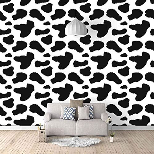 3D Imprimé Léopard Mode Noir Et Blanc Papiers Peints Grands Autocollants , Papiers Peints Amovibles | Papier Peint Autocollant 3D Pour Chambre D'Enfant, Salle À Manger, Chambre À C 350 x 256 cm (LxH)