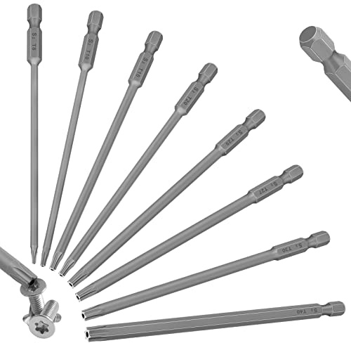 8 Stück Torx Schraubendreher Set Magnetisch 150mm Lange Bits T8-T40 1/4 Magnetisch Sechskant Schaft Elektrische Torx Bits