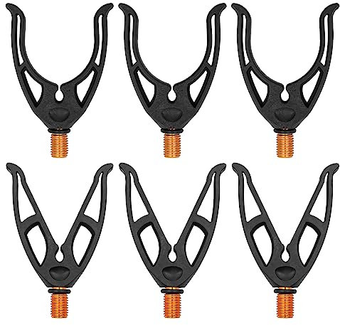 VOANZO 6 Stück Angelrutenauflagen V-Rückenlehnen Rod Pod U-Head Grip mit Gewinde M3/8 für Match-Angelruten Bankstick Rutenhalter Karpfenangelgerät