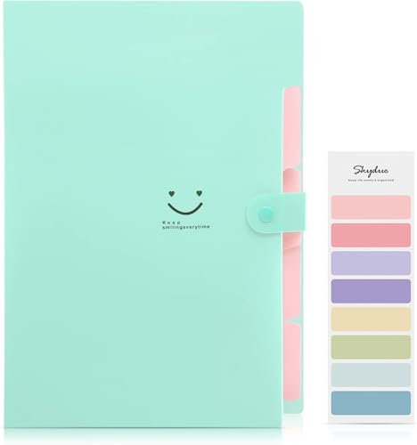 SKYDUE Dokumentenmappe A4, Fächermappe A4 Mit Fäche, Postmappe Ordnungsmappe A4, Ordnungsmappe 4 Für Zuhause, Büro, Schule Und Auf Reisen(Grün), 5 Tasche, 1001WJJ-green