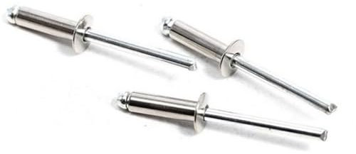 20/50 Stück M3,2 M4 M4,8 304 Halbstahl-Blindnieten mit offenem Ende, mit Bruchzugdorn und hervorstehendem Kopf, Länge = 6 mm-18 mm, M3,2 (20 Stück), 18 mm