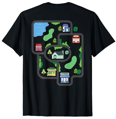 Spielmatte auf dem Rücken Spielzeugauto Straße Rückenmassage T-Shirt