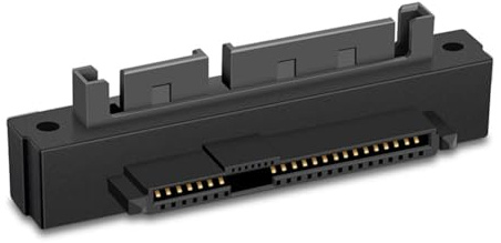 SVRITE 1 Stück SAS Buchse auf SATA Stecker 15Pin Biegekopf 90 Grad Adapter Konverter SFF-8482 Schwarz für Motherboard Kabel