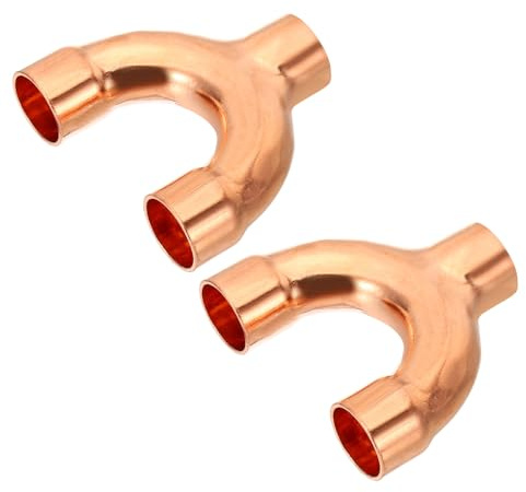 PATIKIL 5/8 Inch ID Copper Fitting, 2 Pcs 3 Way Y Type 99.9% Pure Copper Pipe Fitting Welding Connection for HVAC Air Conditioning Plumbing Refrigeration Pipe