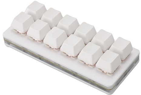 Mechanische Gaming-Tastatur mit 12 Tasten, RGB-PC-Gaming-Tastaturen, Mechanische Rote Schalter-Einhandtastatur, Kabelgebundene Tastatur, Programmierbare und Hot-Swap-fähige (White)