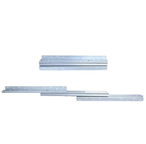 Side-mounted ball bearing drawer slides 3 Section Staircase Hidden Base Cabinet Track Stair Bottom Heavy Duty Slide Rail for Shoe Storage Cabinet Silent Slide Drawer(60cm-145cm)