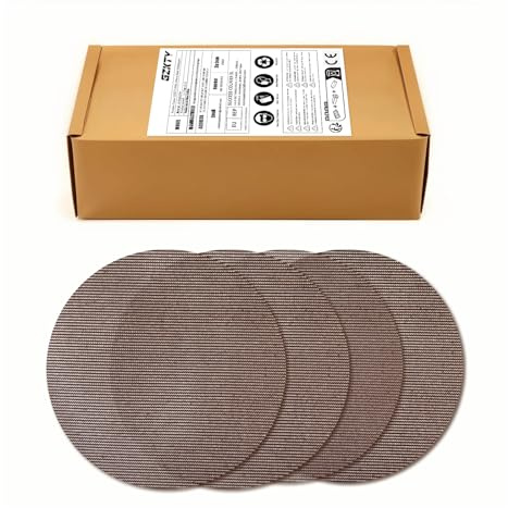 GZKTY 50 Piezas Disco de Lija de Malla Rejilla de Lijado Ø 150mm - 320 Grano - Para Lijadoras Orbitales de 150mm y Lijadoras de Madera Para Lijar Superficies Duras, Madera, Masilla, Pintura, Metal
