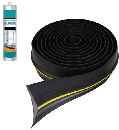 FIFIBANG 4.8 metros Puerta de Garaje Umbral de Sellado Alféizar, Puerta de Garaje de Goma de Sellado del Piso, Puerta de Garaje de Goma de Sellado del Piso de Sellado con 2 Adhesivos de Montaje