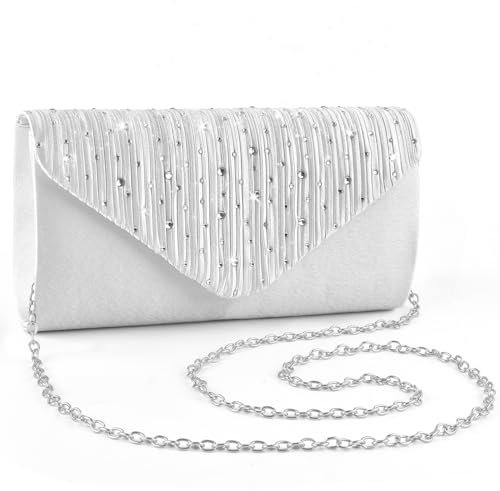 ERKOON Clutch Für Hochzeit, Clutches Abendtasche Unterarmtasche Tasche formelle Party-Handtasche für Hochzeit, Party, Cocktail, Abschlussball, Umhängetasche, Wildlederimitat mit abnehmbarer Kette
