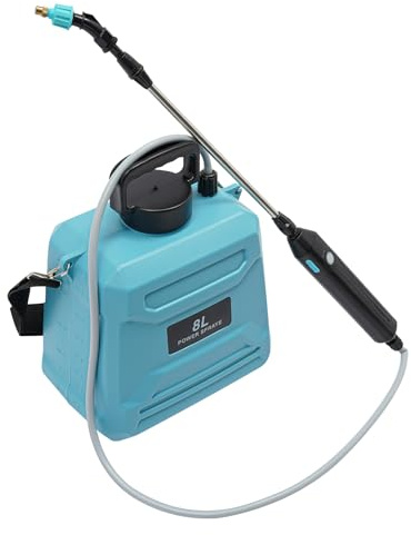 8L Elektrischer Akku-Drucksprüher: Pflanzensprüher mit 3 Nebeldüsen, USB-aufladbarem Griff, Teleskopstab und verstellbarem Schultergurt für Gartenarbeit