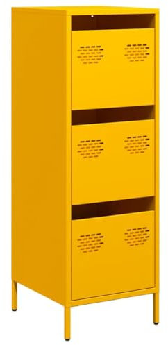 vidaXL Highboard Senfgelb 39x35x103,5 cm Stahl, Bücherschrank, moderner Bücherschrank, Bücherregal mit Schublade, Bücherregal